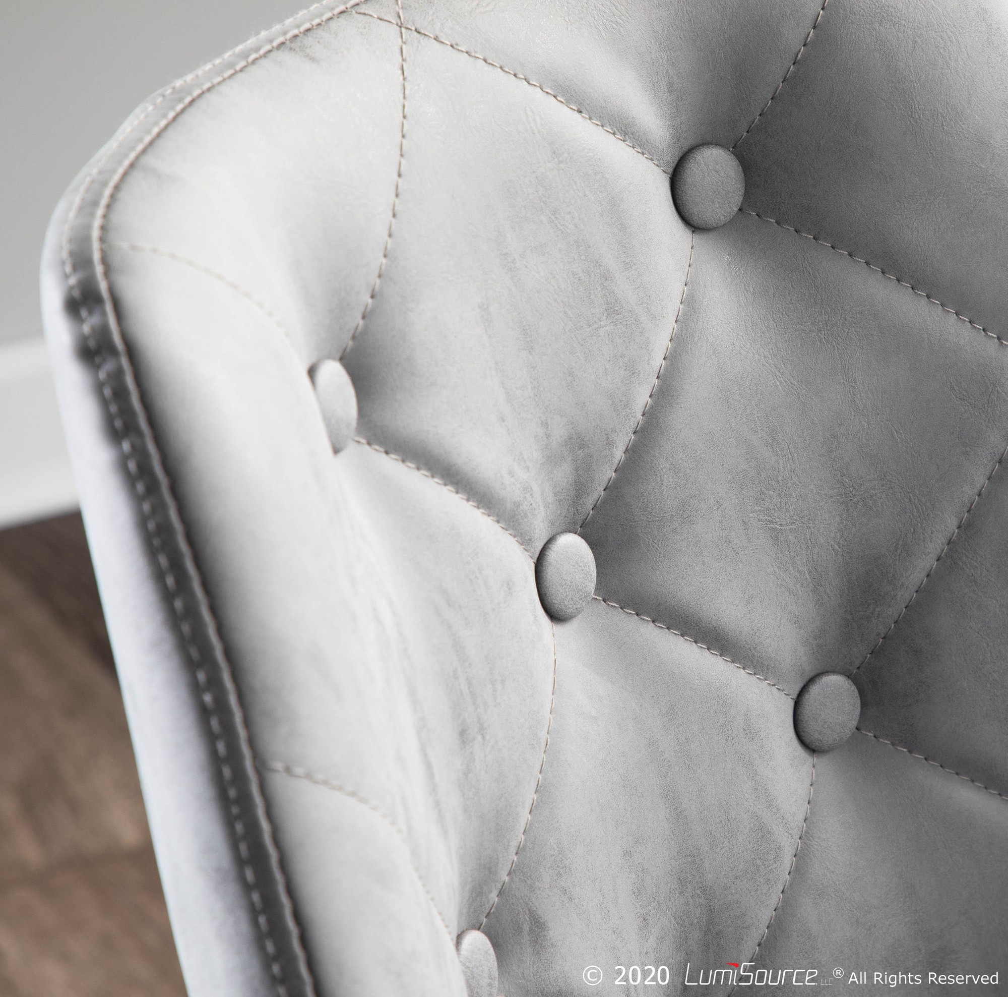 Giovanni Grey Quilted Faux Leather Walnut Mid-Century Accent Chair 2 Giovanni Grey Quilted Faux Leather Walnut Mid-Century Accent Chair - Image 2