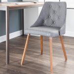 Giovanni Grey Quilted Faux Leather Walnut Mid-Century Accent Chair 10 Giovanni Grey Quilted Faux Leather Walnut Mid-Century Accent Chair