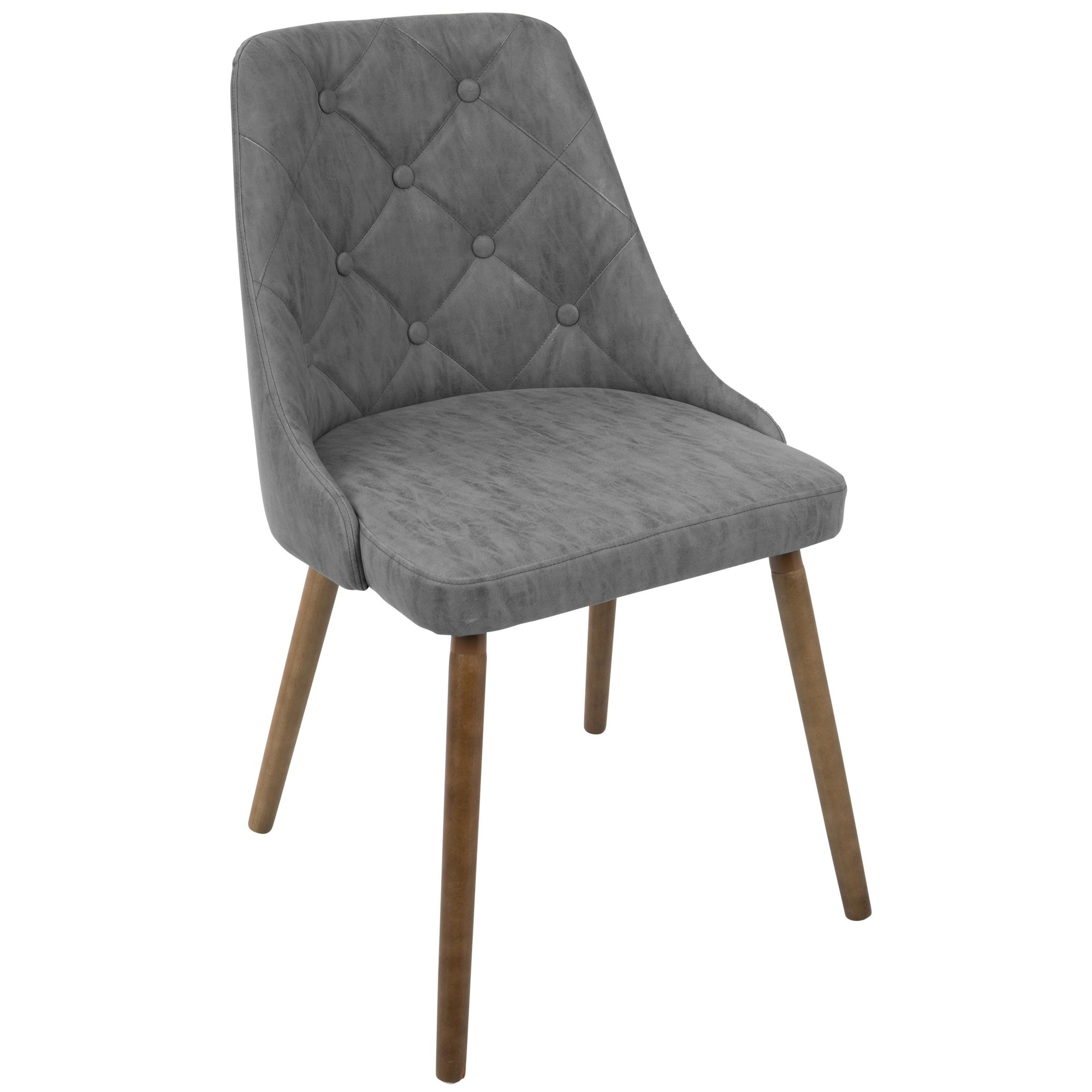 Giovanni Grey Quilted Faux Leather Walnut Mid-Century Accent Chair 3 Giovanni Grey Quilted Faux Leather Walnut Mid-Century Accent Chair - Image 3