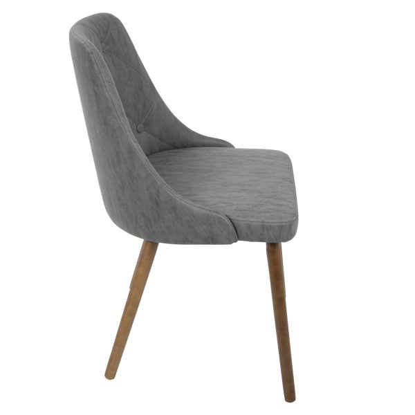 Giovanni Grey Quilted Faux Leather Walnut Mid Century Accent Chair 3