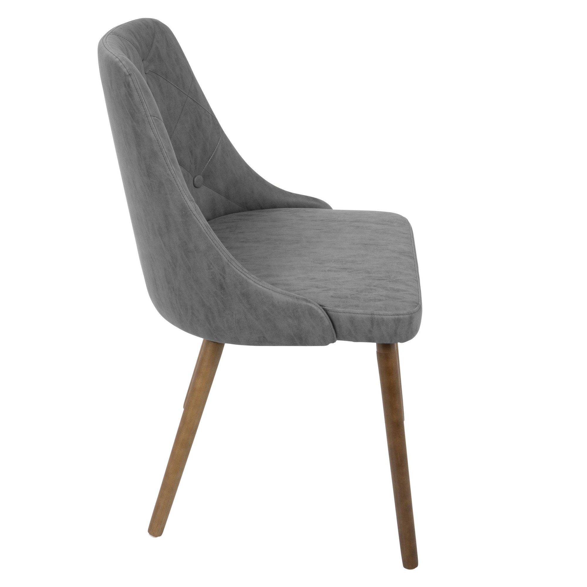Giovanni Grey Quilted Faux Leather Walnut Mid-Century Accent Chair 4 Giovanni Grey Quilted Faux Leather Walnut Mid-Century Accent Chair - Image 4