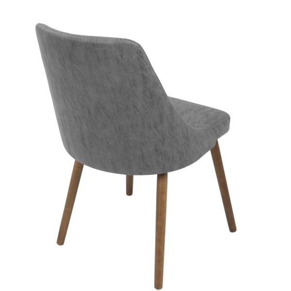 Giovanni Grey Quilted Faux Leather Walnut Mid Century Accent Chair 4