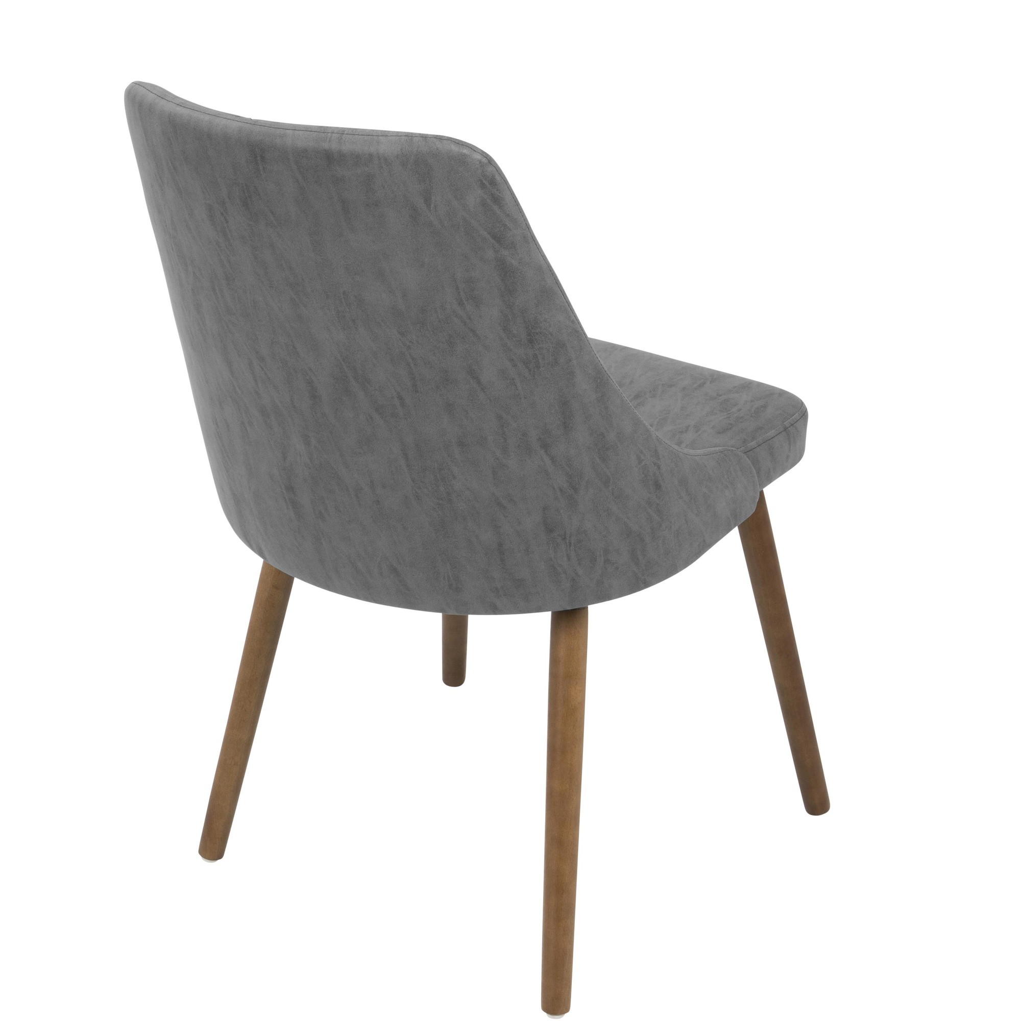 Giovanni Grey Quilted Faux Leather Walnut Mid-Century Accent Chair 5 Giovanni Grey Quilted Faux Leather Walnut Mid-Century Accent Chair - Image 5