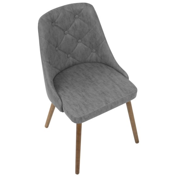 Giovanni Grey Quilted Faux Leather Walnut Mid Century Accent Chair 7