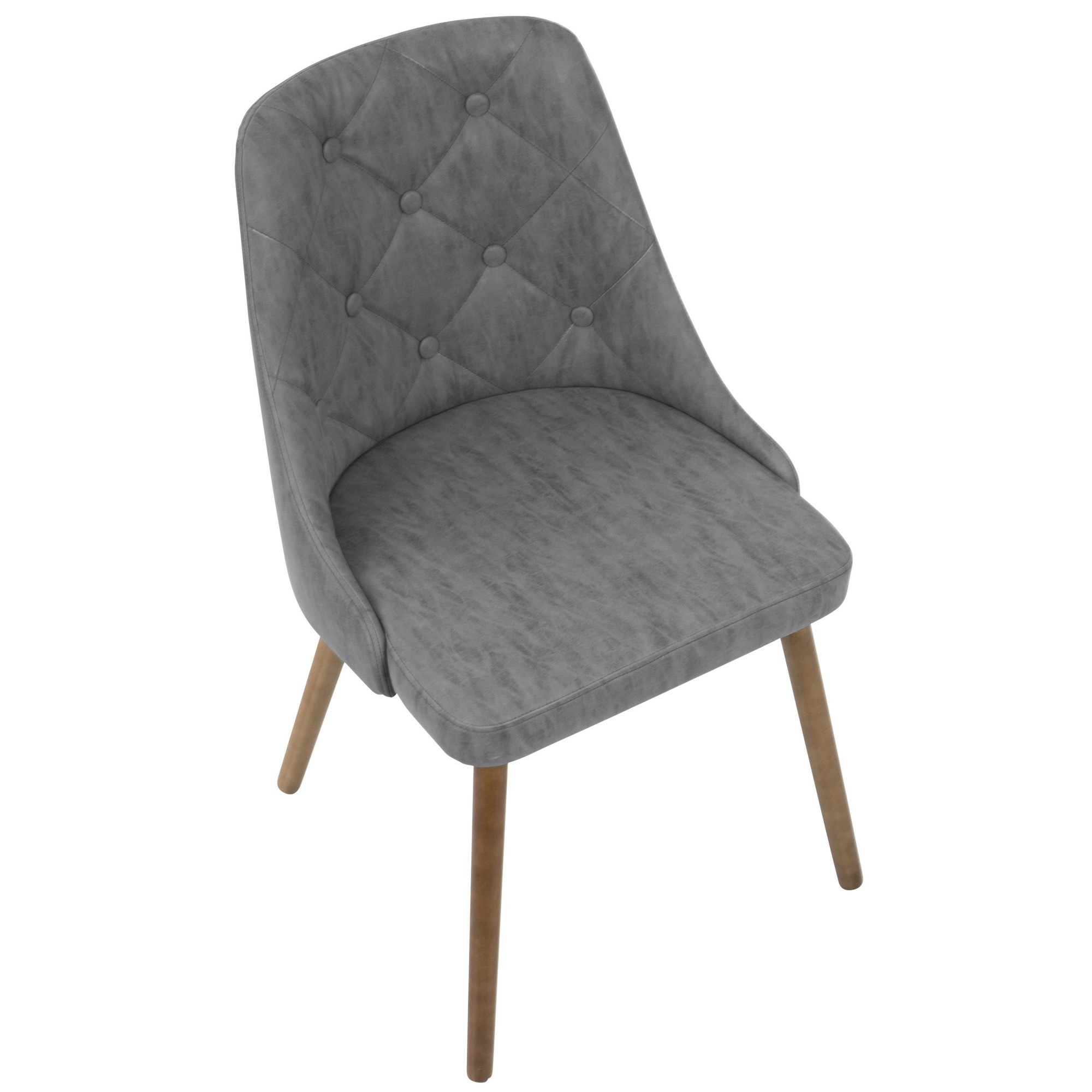 Giovanni Grey Quilted Faux Leather Walnut Mid-Century Accent Chair 8 Giovanni Grey Quilted Faux Leather Walnut Mid-Century Accent Chair - Image 8