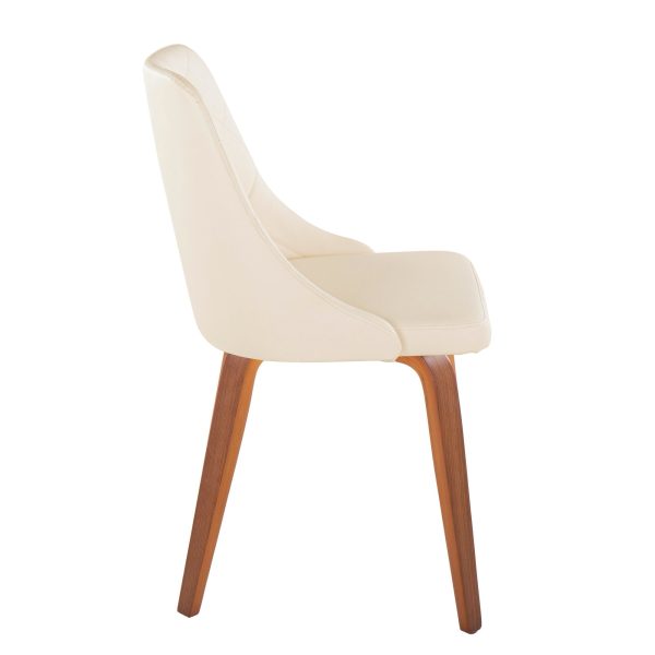 Giovanni Walnut Cream Contemporary Accent Chairs Set of 2 2
