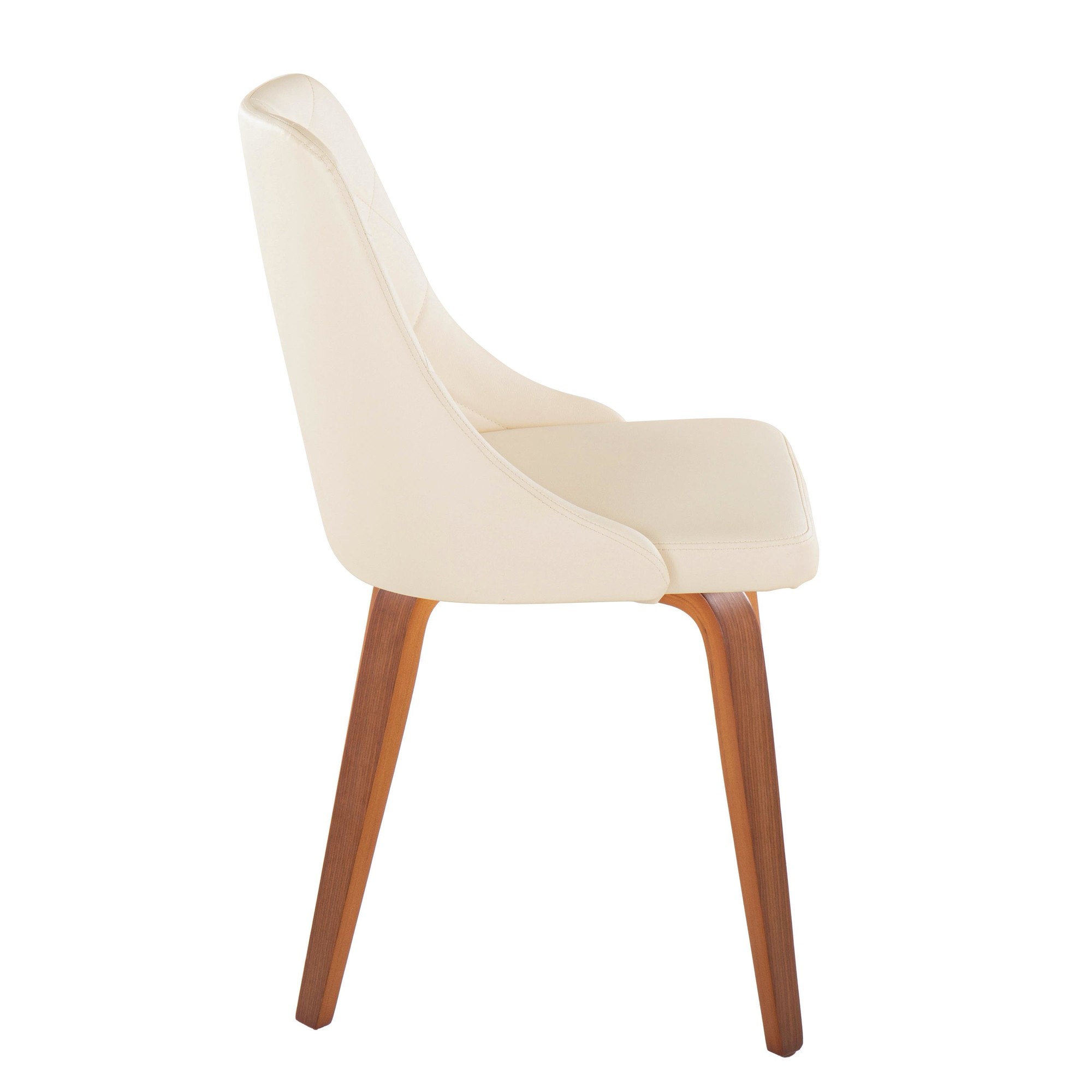 Giovanni Walnut Cream Contemporary Accent Chairs (Set of 2) 3 Giovanni Walnut Cream Contemporary Accent Chairs (Set of 2) - Image 3