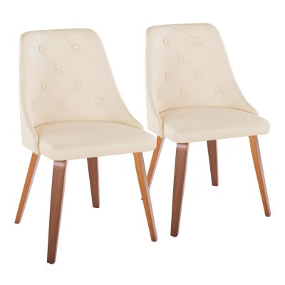 Giovanni Walnut Cream Contemporary Accent Chairs (Set of 2)