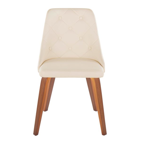 Giovanni Walnut Cream Contemporary Accent Chairs Set of 2 5