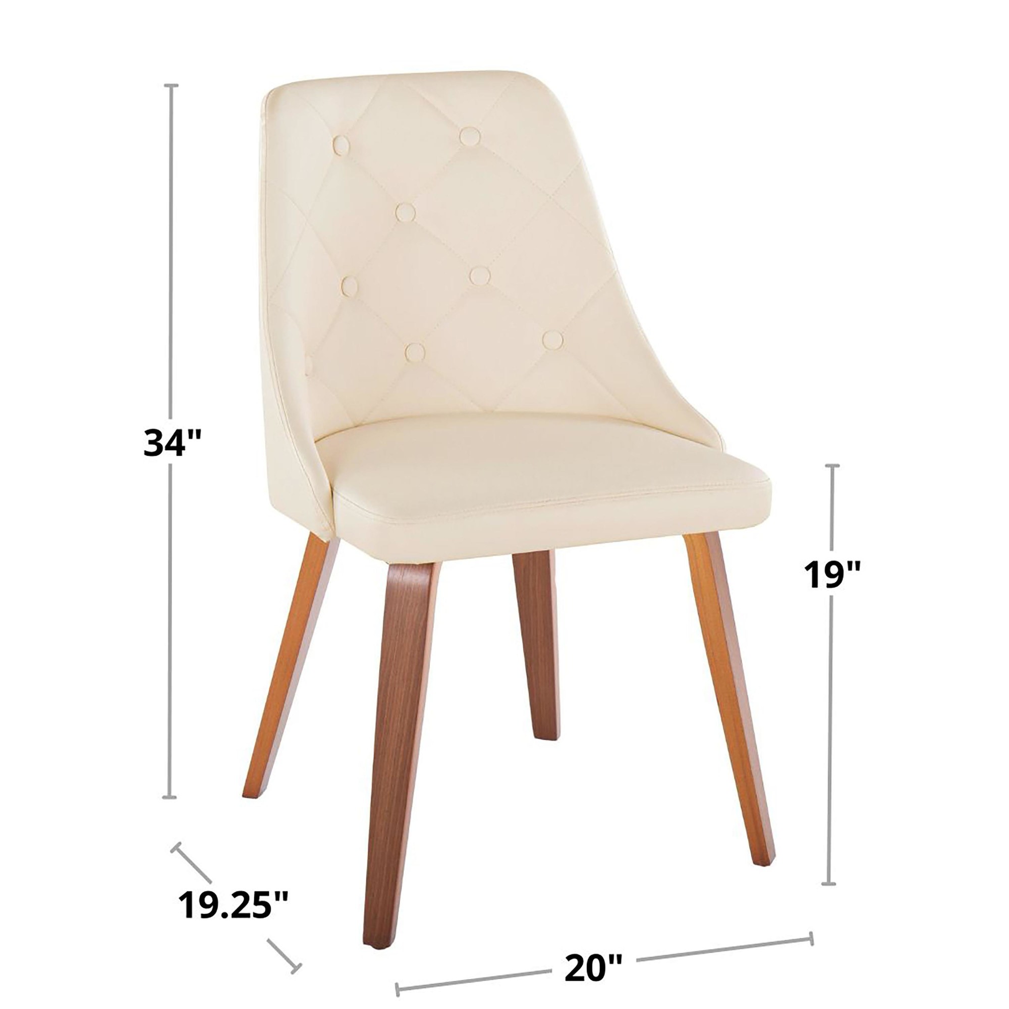 Giovanni Walnut Cream Contemporary Accent Chairs (Set of 2) 7 Giovanni Walnut Cream Contemporary Accent Chairs (Set of 2) - Image 7