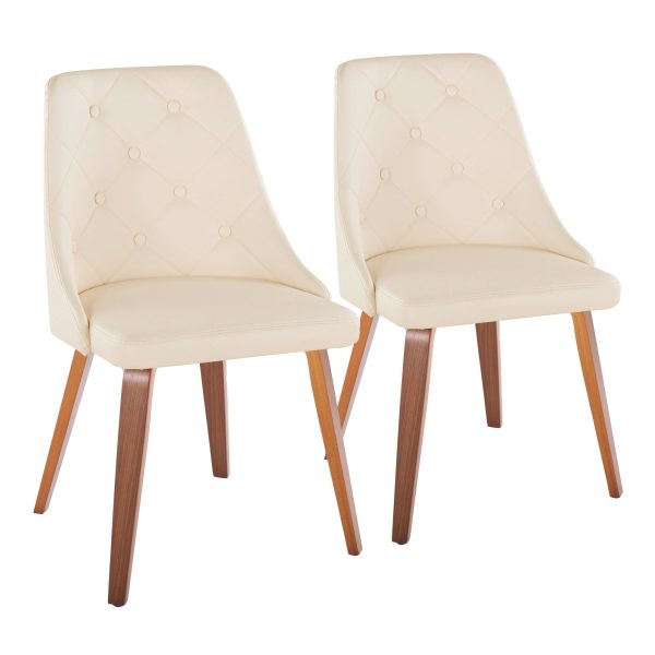 Giovanni Walnut Cream Contemporary Accent Chairs Set of 2