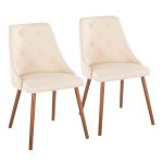 Giovanni Walnut Cream Contemporary Accent Dining Chairs (Set of 2)