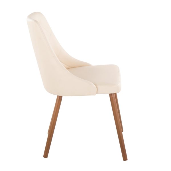Giovanni Walnut Cream Contemporary Accent Dining Chairs Set of 2 2