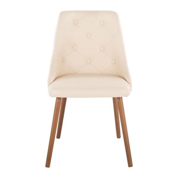 Giovanni Walnut Cream Contemporary Accent Dining Chairs Set of 2 5