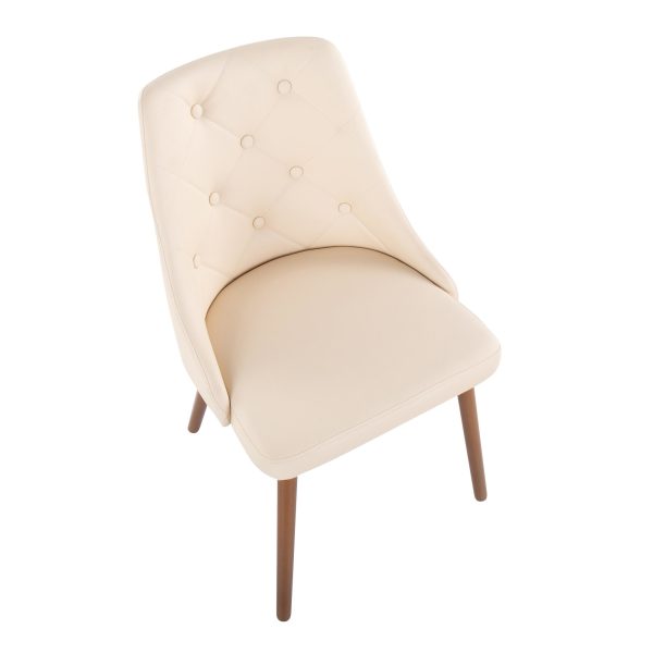Giovanni Walnut Cream Contemporary Accent Dining Chairs Set of 2 6