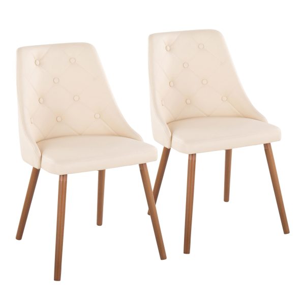 Giovanni Walnut Cream Contemporary Accent Dining Chairs Set of 2