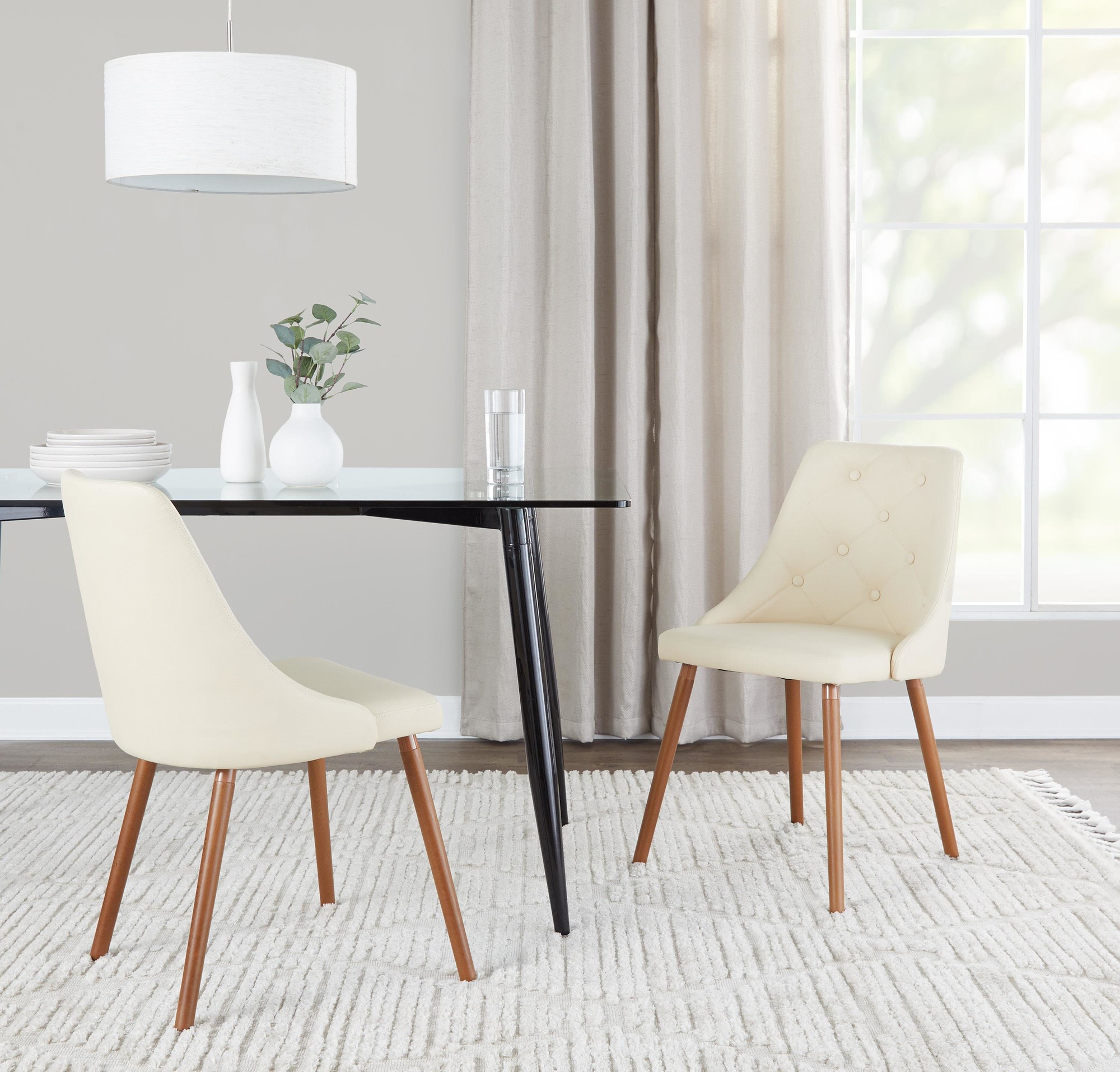 Giovanni Walnut Cream Mid-Century Modern Dining Accent Chair 6 Giovanni Walnut Cream Mid-Century Modern Dining Accent Chair - Image 6