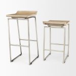 Givens 14.0L x 15.8W x 25.8H Brown Wood W/Silver Metal Frame Counter Stool