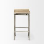 Givens 14.0L x 15.8W x 25.8H Brown Wood W/Silver Metal Frame Counter Stool