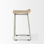 Givens 14.0L x 15.8W x 25.8H Brown Wood W/Silver Metal Frame Counter Stool