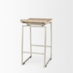 Givens 14.0L x 15.8W x 25.8H Brown Wood W/Silver Metal Frame Counter Stool