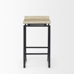 Givens 14.0L x 15.8W x 25.8H Natural Wood W/Black Metal Counter Stool