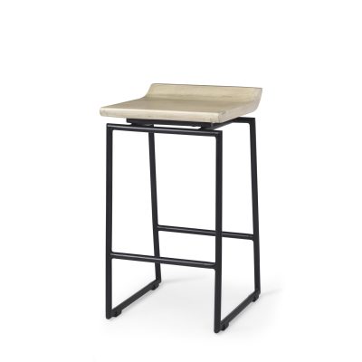 Givens 14.0L x 15.8W x 25.8H Natural Wood W/Black Metal Counter Stool