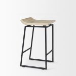 Givens 14.0L x 15.8W x 25.8H Natural Wood W/Black Metal Counter Stool