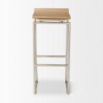 Givens 14.0L x 15.8W x 31.8H Brown Wood W/Silver Metal Frame Bar Stool