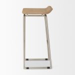 Givens 14.0L x 15.8W x 31.8H Brown Wood W/Silver Metal Frame Bar Stool