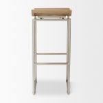 Givens 14.0L x 15.8W x 31.8H Brown Wood W/Silver Metal Frame Bar Stool