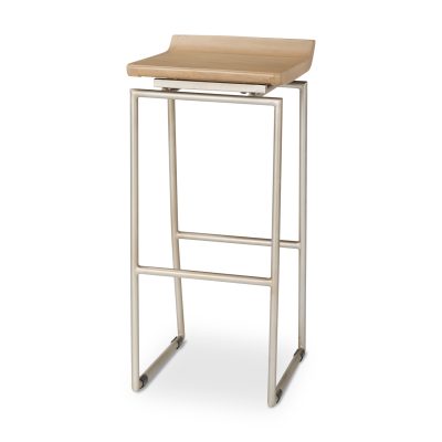 Givens 14.0L x 15.8W x 31.8H Brown Wood W/Silver Metal Frame Bar Stool