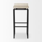 Givens 14.0L x 15.8W x 31.8H Natural Wood W/Black Metal Frame Bar Stool