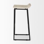 Givens 14.0L x 15.8W x 31.8H Natural Wood W/Black Metal Frame Bar Stool