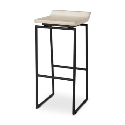 Givens 14.0L x 15.8W x 31.8H Natural Wood W/Black Metal Frame Bar Stool