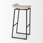 Givens 14.0L x 15.8W x 31.8H Natural Wood W/Black Metal Frame Bar Stool