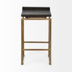 Givens 24.25" Seat Height Brown Wood Seat Gold Metal Frame Stool