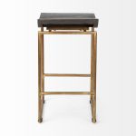 Givens 24.25" Seat Height Brown Wood Seat Gold Metal Frame Stool