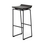 Givens 30.25" Seat Height Black Wood Seat Black Metal Base Stool