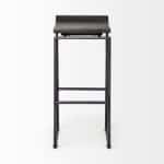 Givens 30.25" Seat Height Black Wood Seat Black Metal Base Stool