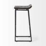 Givens 30.25" Seat Height Black Wood Seat Black Metal Base Stool