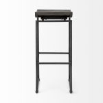 Givens 30.25" Seat Height Black Wood Seat Black Metal Base Stool