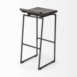 Givens 30.25" Seat Height Black Wood Seat Black Metal Base Stool