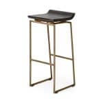 Givens 30.25" Seat Height Brown Wood Seat Gold Metal Base Stool