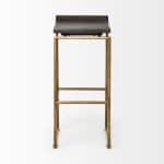 Givens 30.25" Seat Height Brown Wood Seat Gold Metal Base Stool