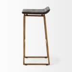 Givens 30.25" Seat Height Brown Wood Seat Gold Metal Base Stool