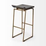 Givens 30.25" Seat Height Brown Wood Seat Gold Metal Base Stool