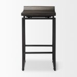 Givens IV 24.25" Seat Height Black Wood Seat Black Frame Stool