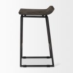 Givens IV 24.25" Seat Height Black Wood Seat Black Frame Stool