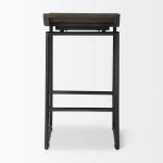 Givens IV 24.25" Seat Height Black Wood Seat Black Frame Stool